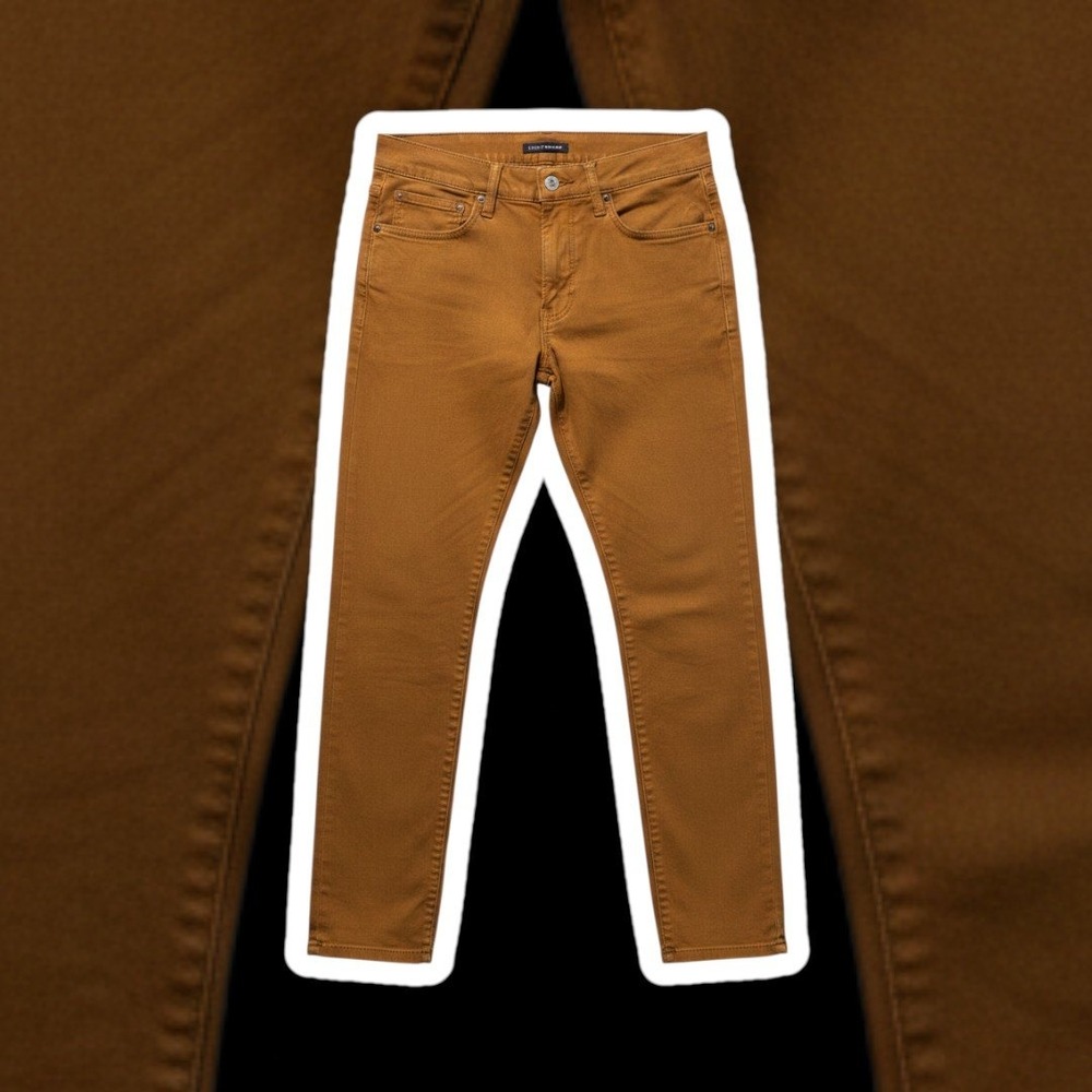 Lucky Brand 105 Slim Taper Pants Monk Brown Brushed Sateen Chino Mens 30x30